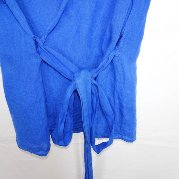 Zara Cobalt Blue Linen Wrap Top - Picture 3 of 5